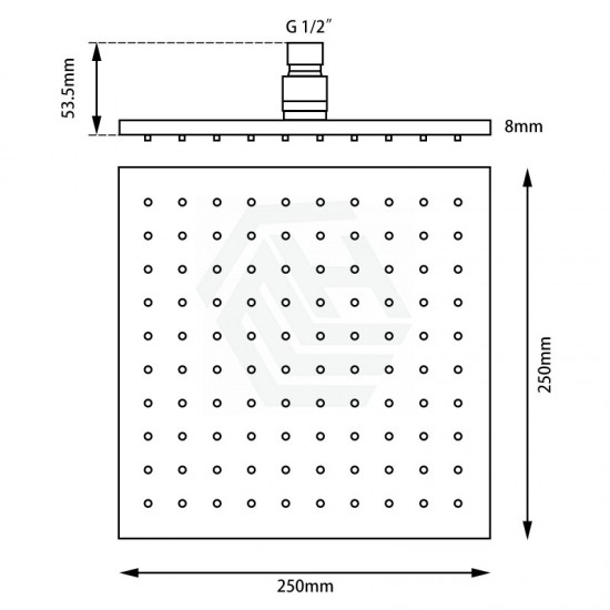 10 inch 250mm Square Brushed Nickel Twin Shower Station Top Water Inlet